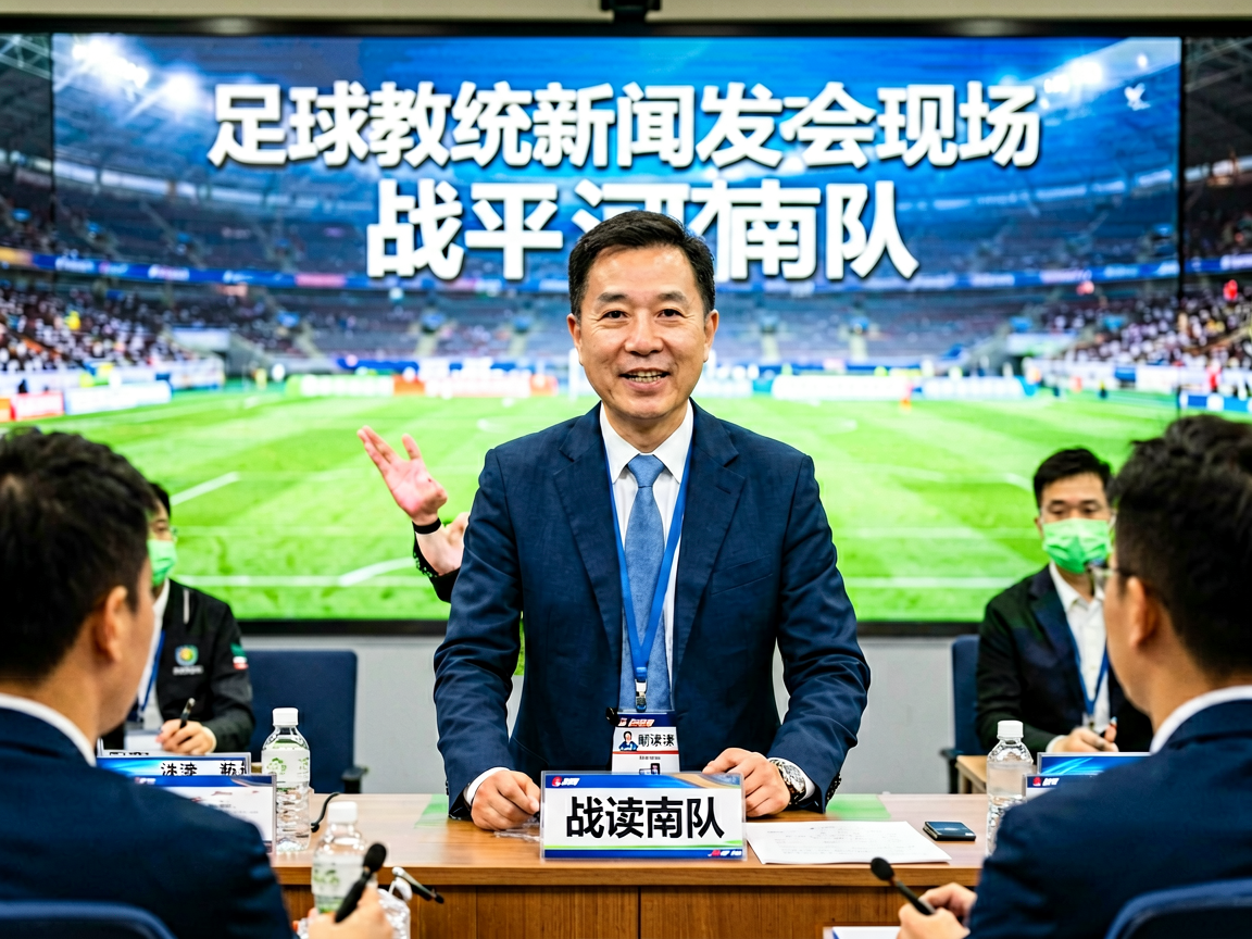 足球教练新闻发布会现场